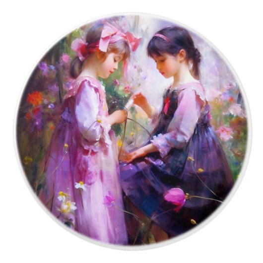 Vrienden en Bloemen 2 Keramische Knop (Voorkant)