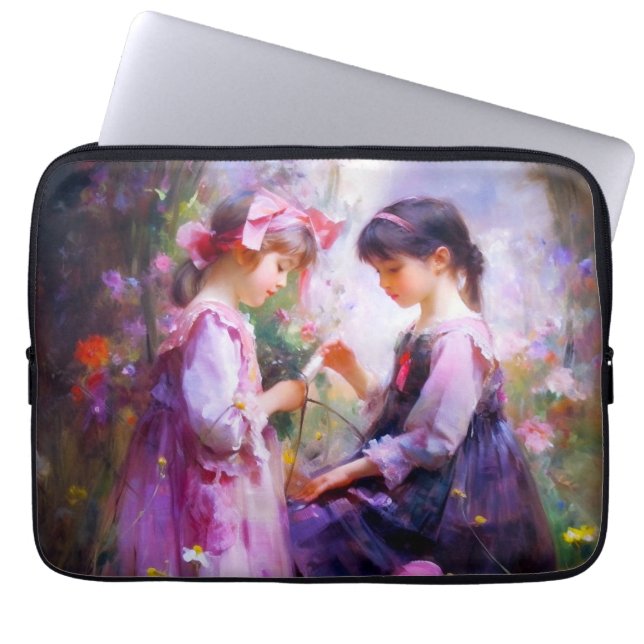 Vrienden en Bloemen 2 Laptop Sleeve (Voorkant)