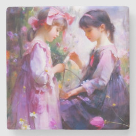 Vrienden en Bloemen 2 Stenen Onderzetter