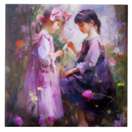 Vrienden en Bloemen 2 Tegeltje