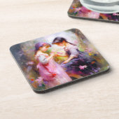 Vrienden en bloemen bier onderzetter (Linkerzijde)