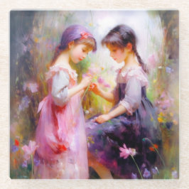 Vrienden en bloemen glazen onderzetter