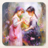 Vrienden en bloemen kartonnen onderzetters (Voorkant)