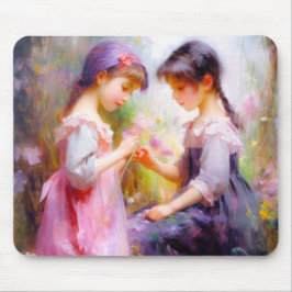 Vrienden en bloemen muismat
