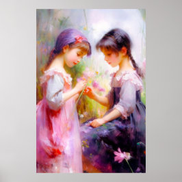 Vrienden en bloemen poster