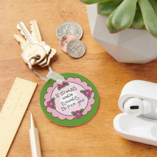 Vrienden en bloemen sleutelhanger