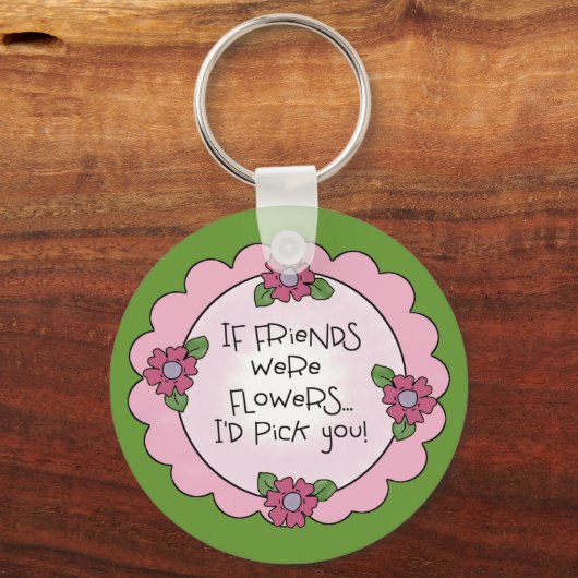Vrienden en bloemen sleutelhanger (Voorkant)