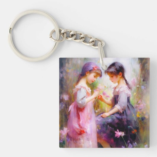 Vrienden en bloemen sleutelhanger (voorkant)