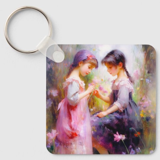 Vrienden en bloemen sleutelhanger (Voorkant)