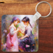 Vrienden en bloemen sleutelhanger (Achterkant)