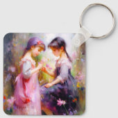 Vrienden en bloemen sleutelhanger (Achterkant)