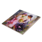 Vrienden en bloemen tegeltje (Zijkant)