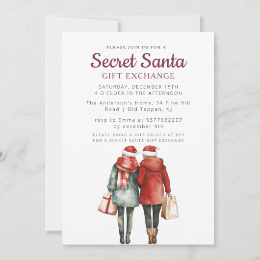 Vrienden en cadeautassen Geheim Kerstfeest Kaart (Voorkant)