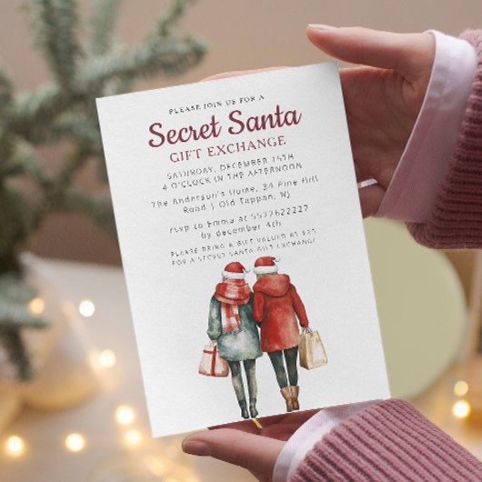 Vrienden en cadeautassen Geheim Kerstfeest Kaart