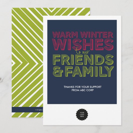 Vrienden en familie flat bedankkaart (Voorkant / Achterkant)