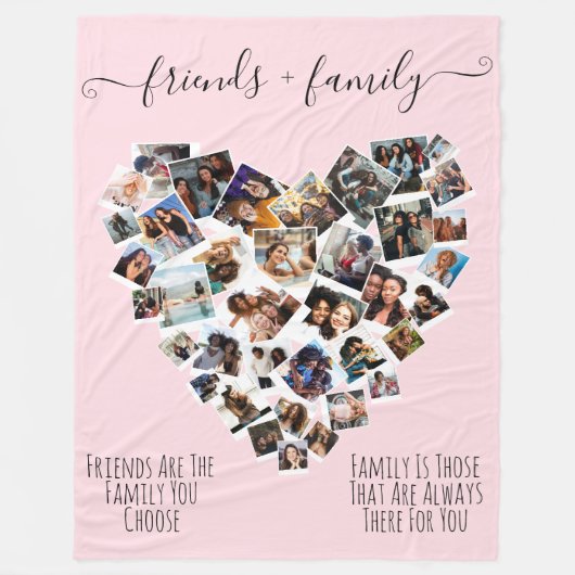 Vrienden en familieleden citeren Foto Heart Collag Fleece Deken (Voorkant)