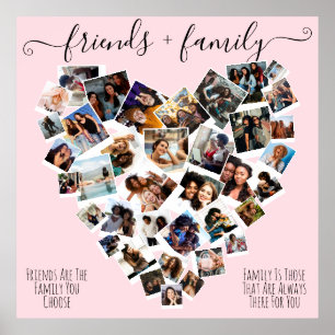 Vrienden en familieleden citeren Foto Heart Collag Poster
