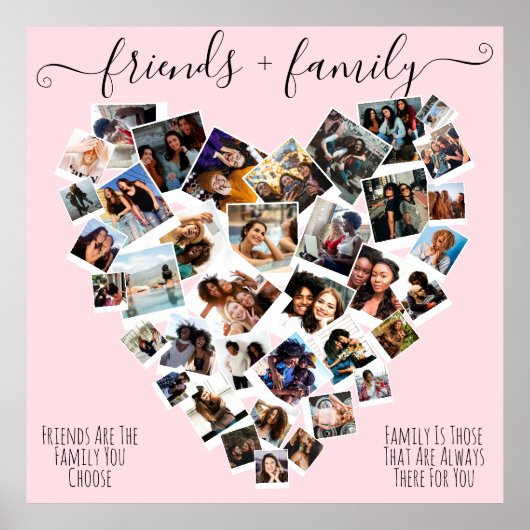 Vrienden en familieleden citeren Foto Heart Collag Poster (Voorkant)