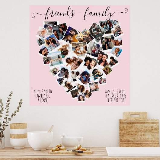 Vrienden en familieleden citeren Foto Heart Collag Poster (Keuken)
