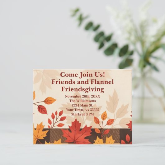 Vrienden en Flanel Vrienden Uitnodiging (Staand voorkant)