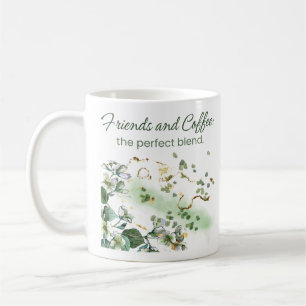 Vrienden en Koffie Groene waterverf Bloemen Koffiemok