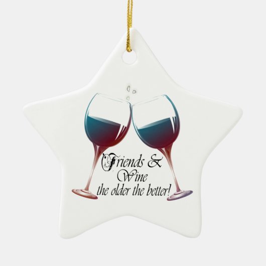 Vrienden en wijn hoe ouder de betere wijnkunst keramisch ornament (Voorkant)