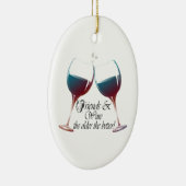 Vrienden en wijn hoe ouder de betere wijnkunst keramisch ornament (Rechts)
