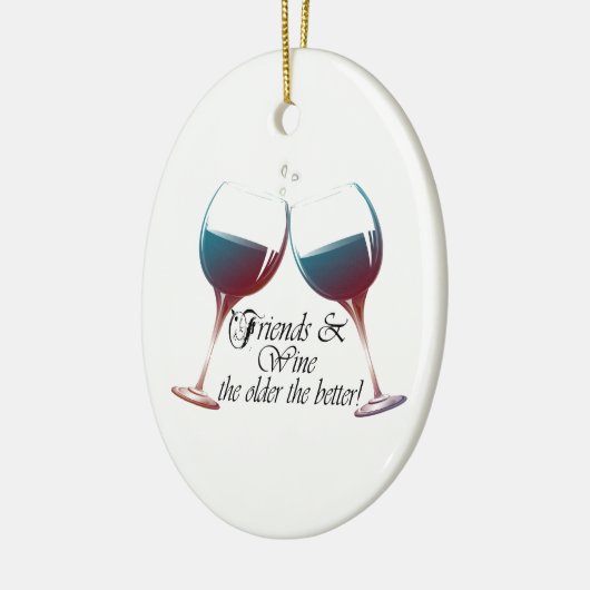 Vrienden en wijn hoe ouder de betere wijnkunst keramisch ornament (Links)
