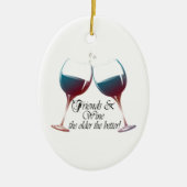 Vrienden en wijn hoe ouder de betere wijnkunst keramisch ornament (Voorkant)