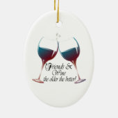 Vrienden en wijn hoe ouder de betere wijnkunst keramisch ornament (Achterkant)