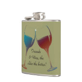 Vrienden en wijn, hoe ouder hoe beter, Fun Flask Heupfles (Links)