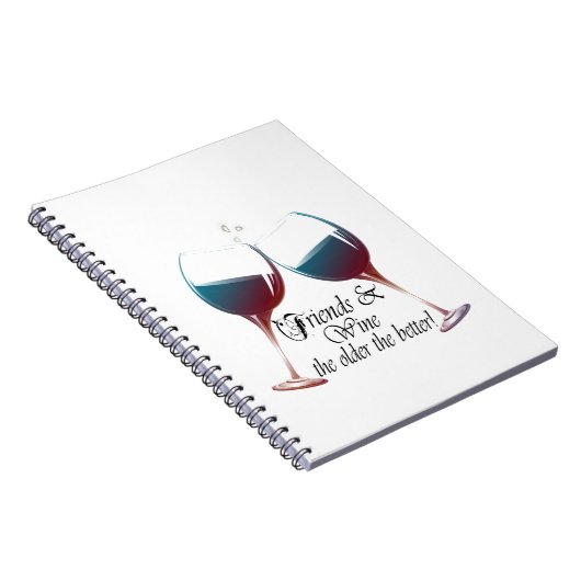 Vrienden en wijn, hoe ouder hoe beter, Wijncadeaut Notitieboek (Rechterzijde)