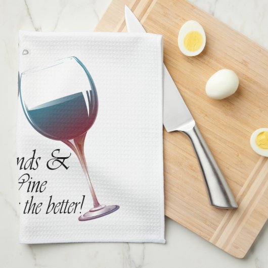 Vrienden en wijn, hoe ouder hoe beter, Wijncadeaut Theedoek (Quarter Fold)