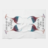 Vrienden en wijn, hoe ouder hoe beter, Wijncadeaut Theedoek (Horizontaal)