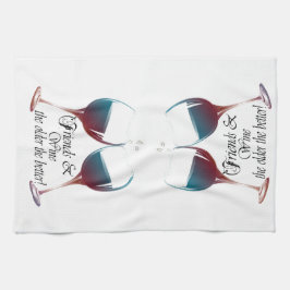 Vrienden en wijn, hoe ouder hoe beter, Wijncadeaut Theedoek