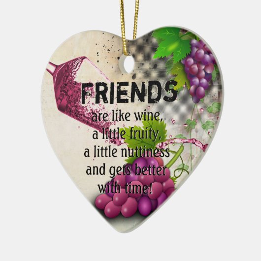 Vrienden en wijn keramisch ornament (Links)