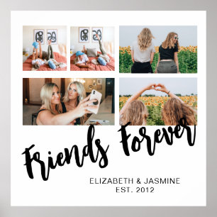 Vrienden Forever Fotocollage Gift voor BFF Custom Poster