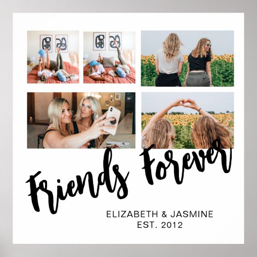 Vrienden Forever Fotocollage Gift voor BFF Custom Poster (Voorkant)