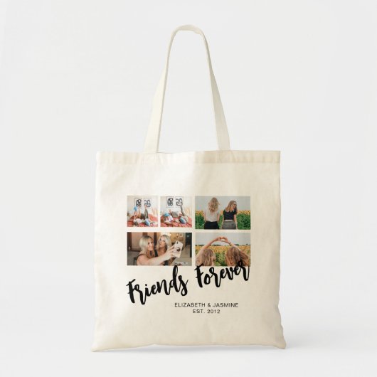 Vrienden Forever Fotocollage Gift voor BFF Custom Tote Bag (Voorkant)