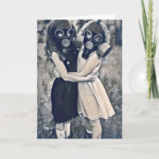 VRIENDEN FOREVER GASMASKER BESTIES WENSKAART BEDANKKAART (Voorkant)