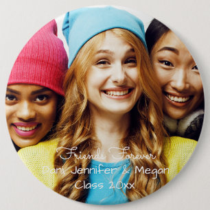 Vrienden Forever. grote foto, klasse afstuderen Ronde Button 6,0 Cm