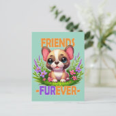 Vrienden Furever woordspeling. Schattigee Franse B Briefkaart (Staand voorkant)