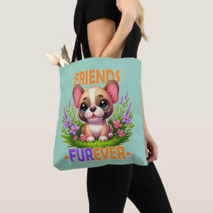 Vrienden Furever woordspeling. Schattigee Franse B Tote Bag