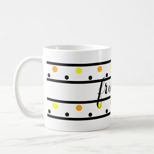 Vrienden Geel Sinaasappel Polka Dots Koffiemok (Links)