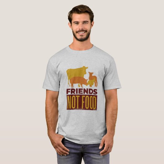 Vrienden geen landbouwhuisdieren t-shirt (Voorkant volledig)