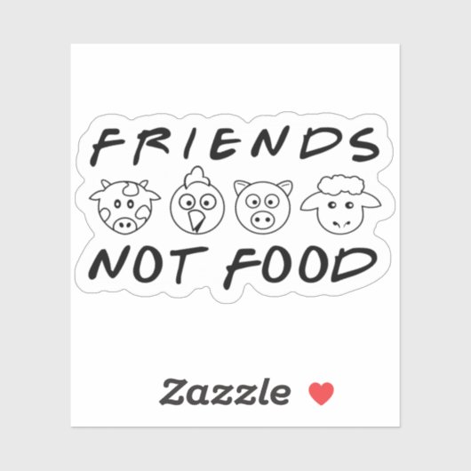 Vrienden, geen voedsel, Vegan Activism Sticker (Vel)