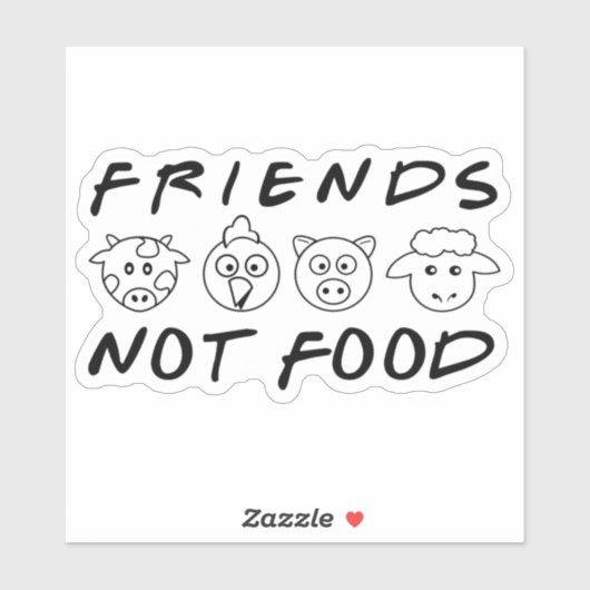 Vrienden, Geen Voedsel, Veganisme Activisme,  Sticker (Vel)