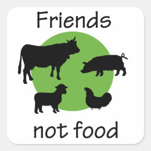 Vrienden, geen voedsel vierkante sticker
