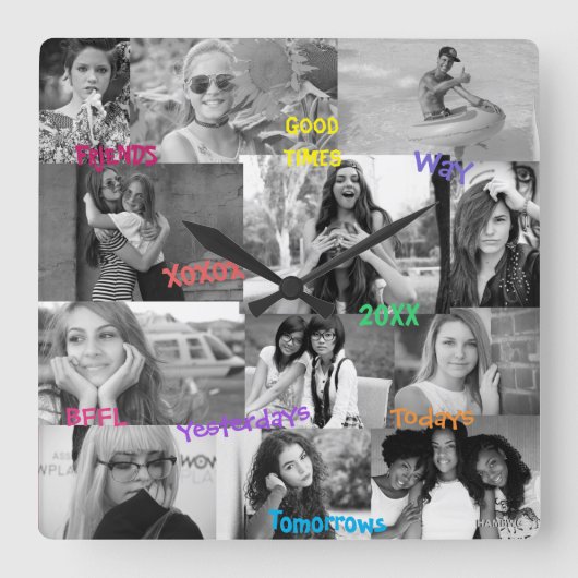 Vrienden geïnspireerde fotoklok HAMbWG Vierkante Klok (Voorkant)