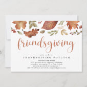 Vrienden geven dankbare bladeren uitnodiging (Voorkant)